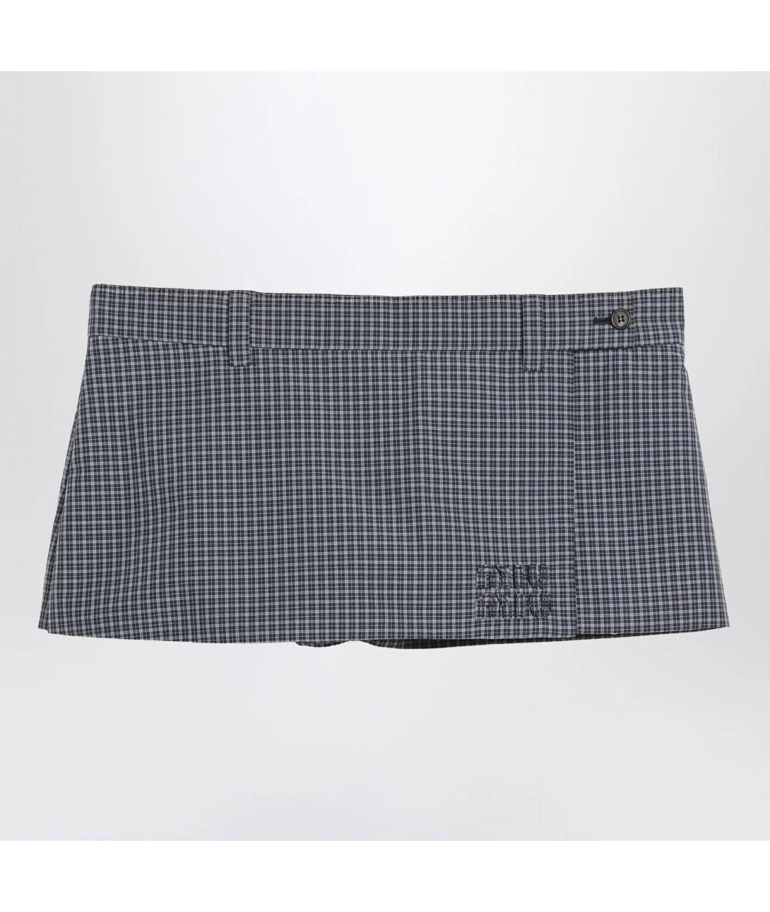 MIU MIU Синяя полиамидовая юбка-шорты, фото 3