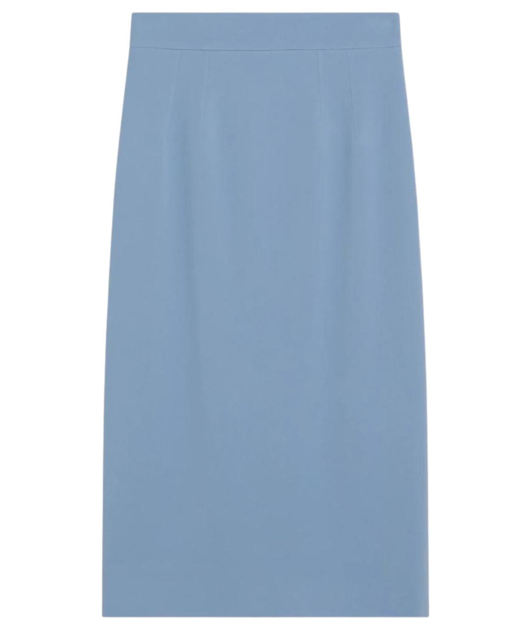 DOLCE&GABBANA Голубая шелковая юбка миди, фото 1