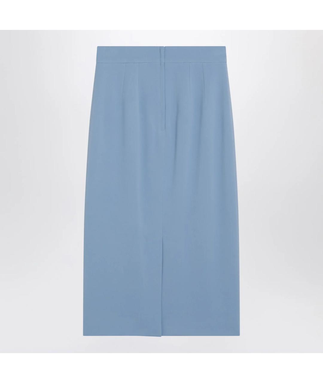 DOLCE&GABBANA Голубая шелковая юбка миди, фото 2