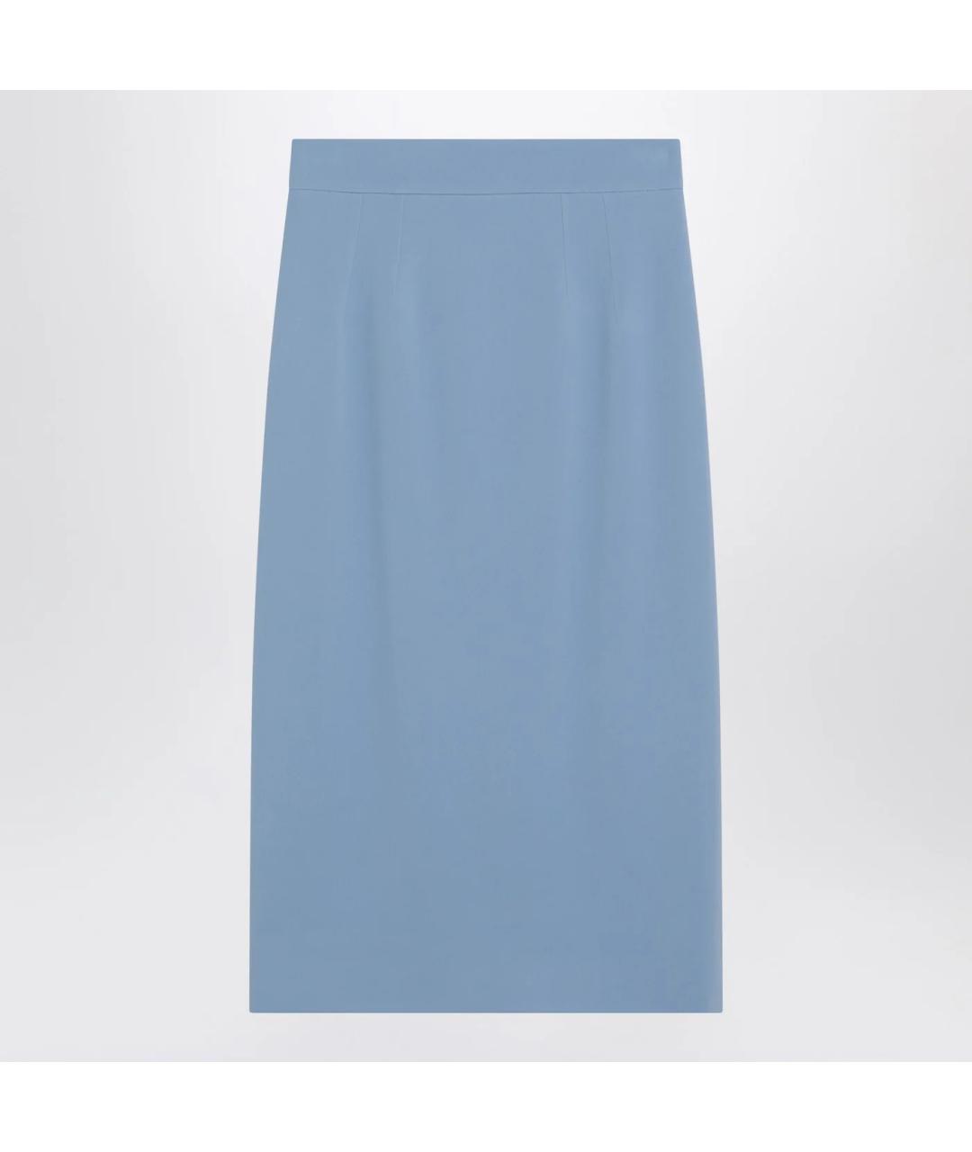 DOLCE&GABBANA Голубая шелковая юбка миди, фото 3