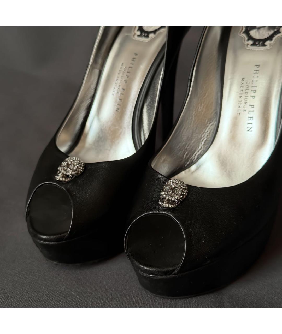 PHILIPP PLEIN Черные кожаные туфли, фото 5