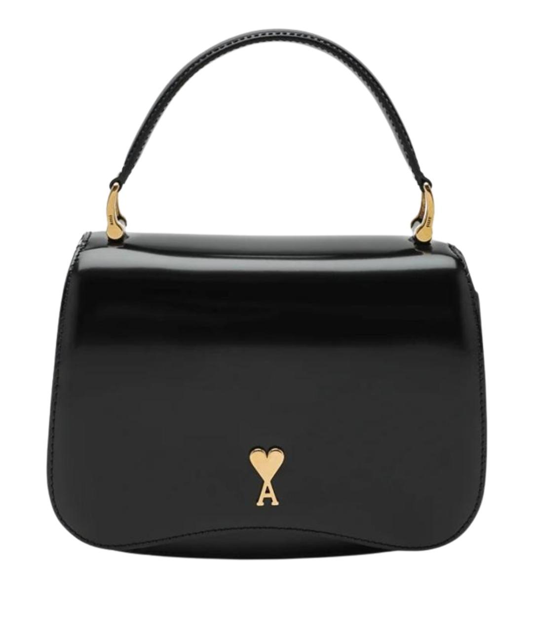 Ami Paris Черная сумка через плечо из лакированной кожи, фото 1