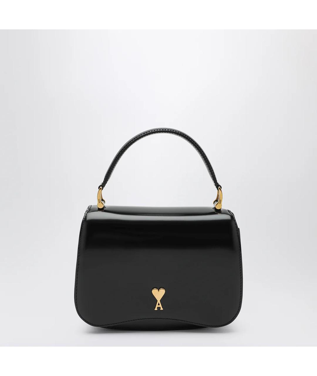 Ami Paris Черная сумка через плечо из лакированной кожи, фото 3