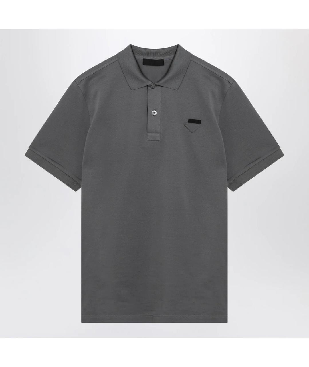 PRADA Серое хлопковое поло с коротким рукавом, фото 3