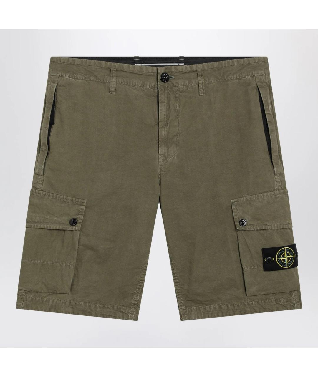 STONE ISLAND Зеленые хлопковые шорты, фото 3