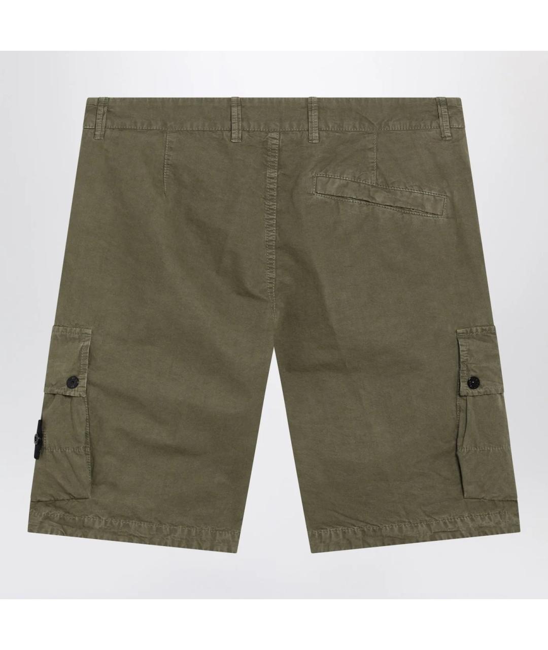 STONE ISLAND Зеленые хлопковые шорты, фото 2