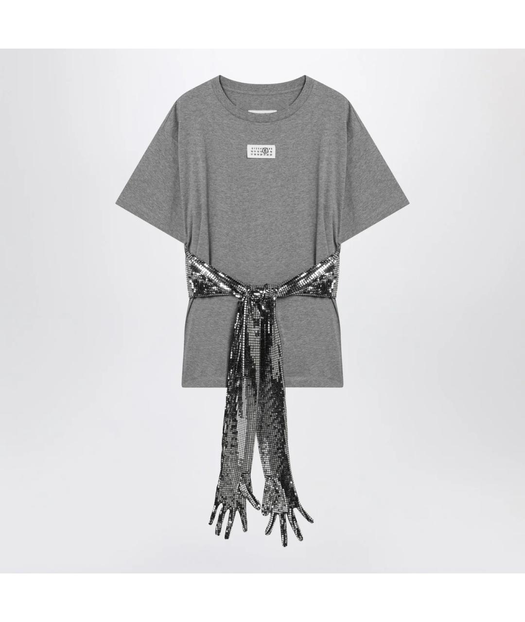 MM6 MAISON MARGIELA Серая хлопковая футболка, фото 3