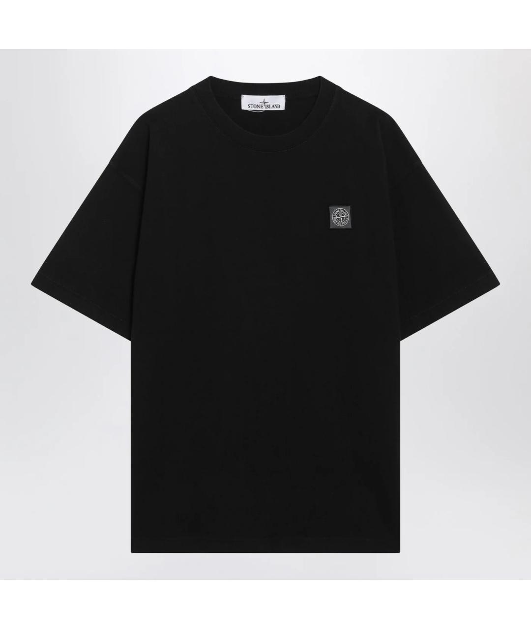 STONE ISLAND Черная хлопковая футболка, фото 3