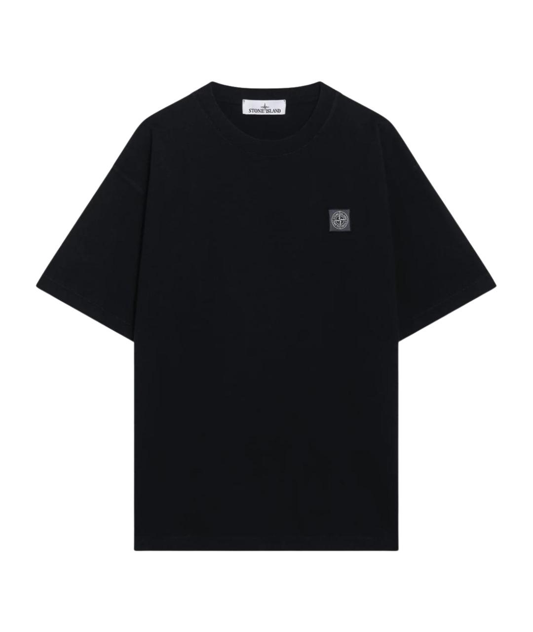 STONE ISLAND Темно-синяя хлопковая футболка, фото 1