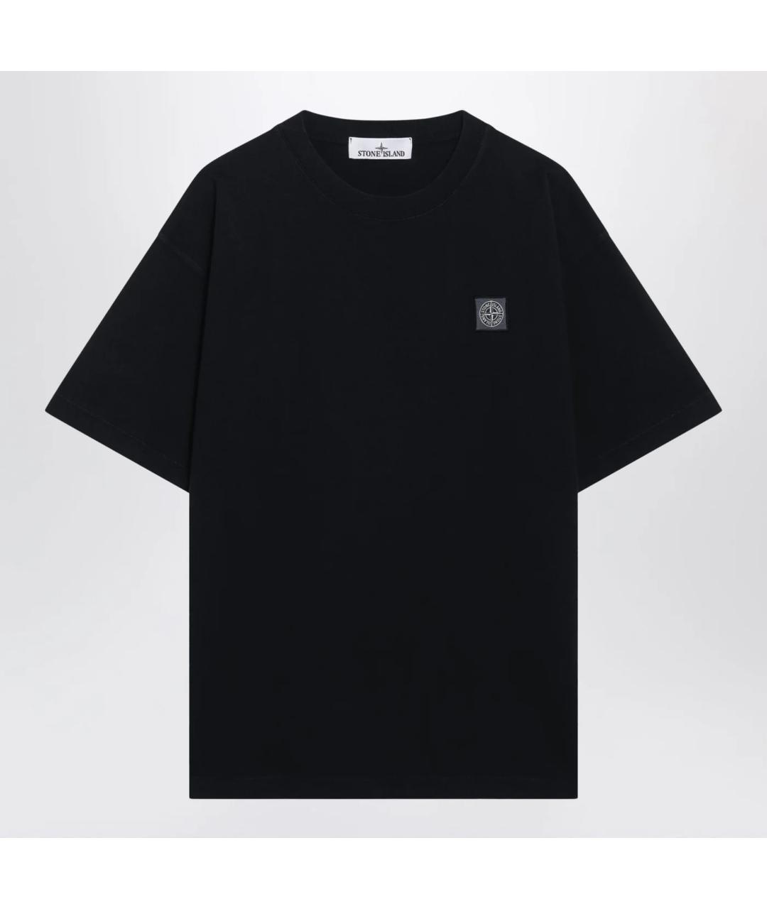 STONE ISLAND Темно-синяя хлопковая футболка, фото 3