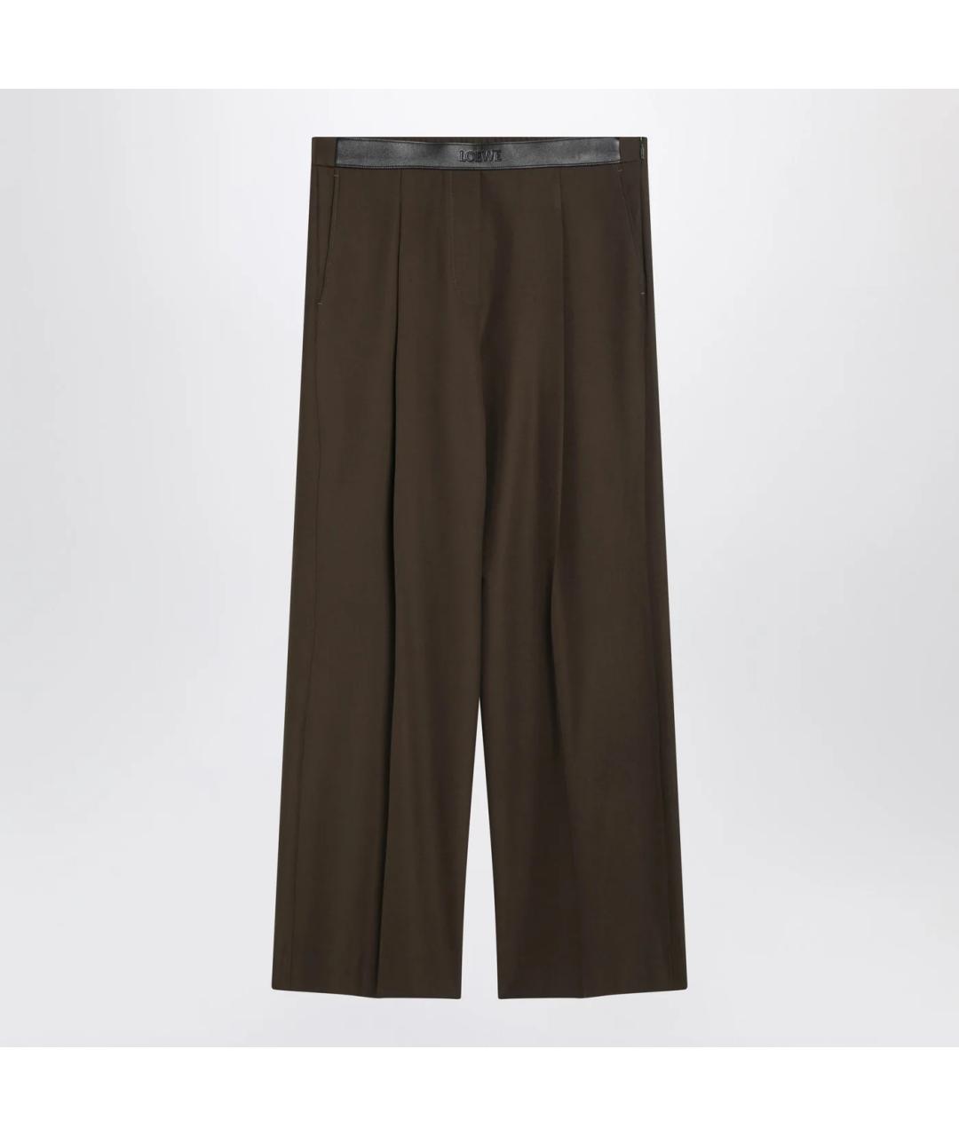 LOEWE Зеленые шерстяные прямые брюки, фото 3