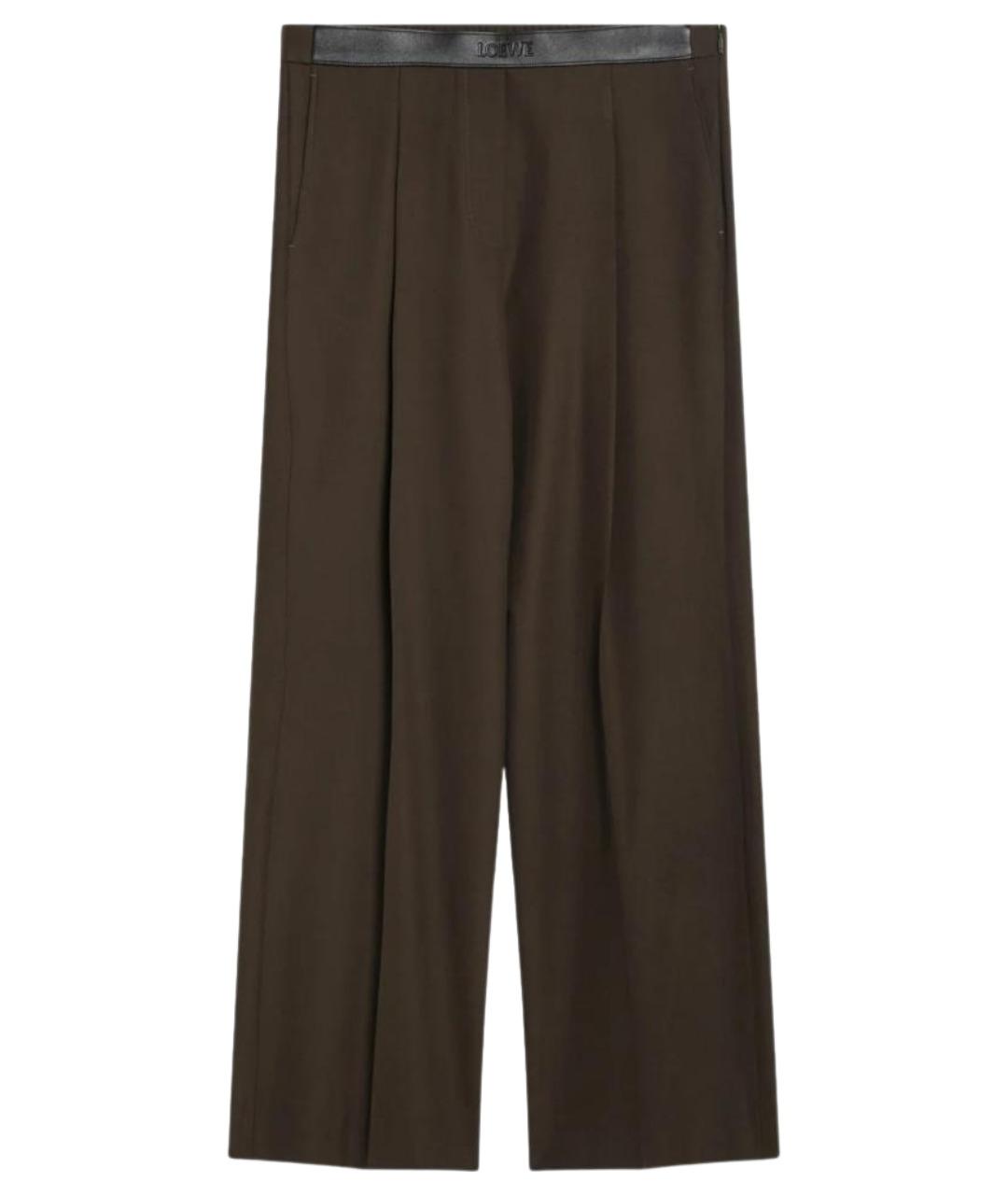 LOEWE Зеленые шерстяные прямые брюки, фото 1