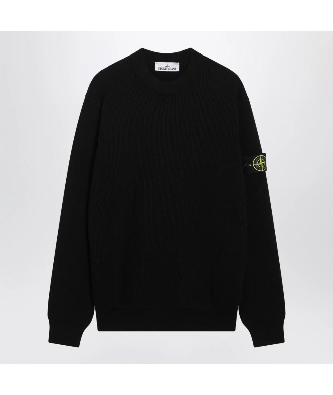 STONE ISLAND Черный хлопковый джемпер / свитер, фото 3