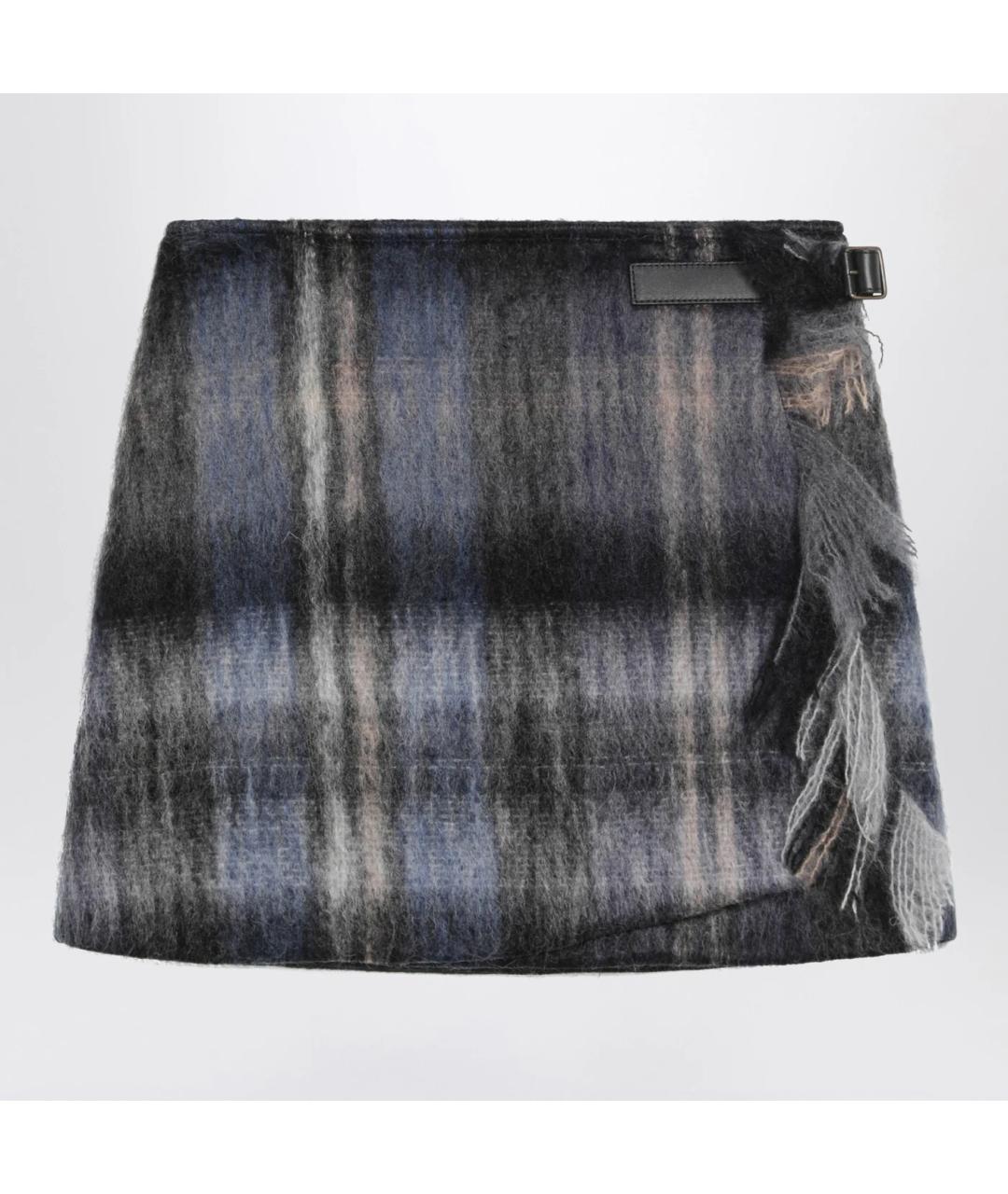 LOEWE Синяя шерстяная юбка мини, фото 3