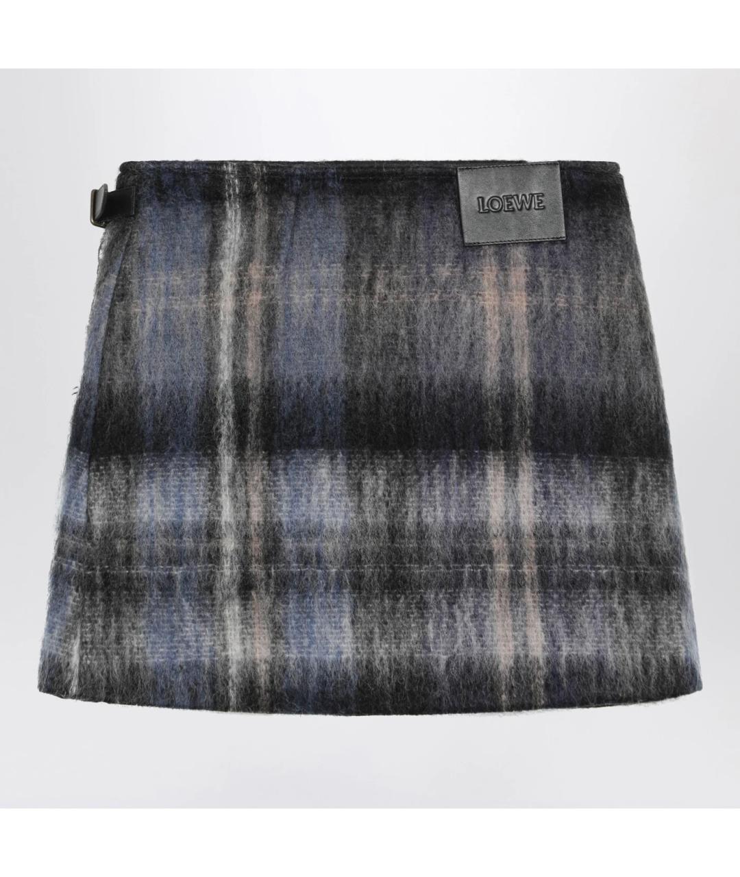 LOEWE Синяя шерстяная юбка мини, фото 2