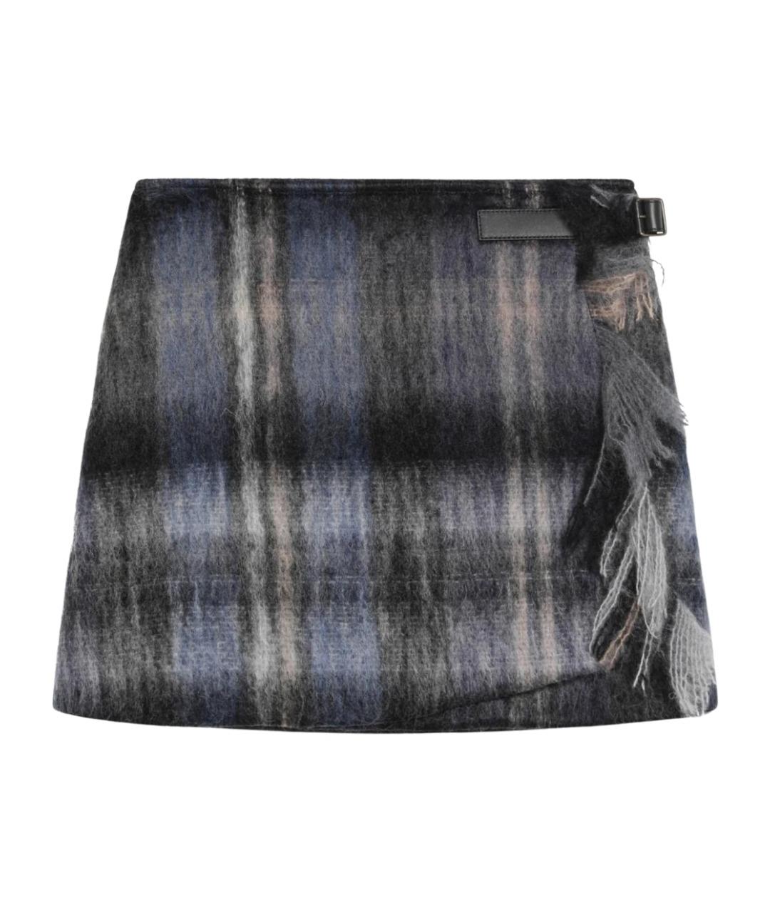 LOEWE Синяя шерстяная юбка мини, фото 1