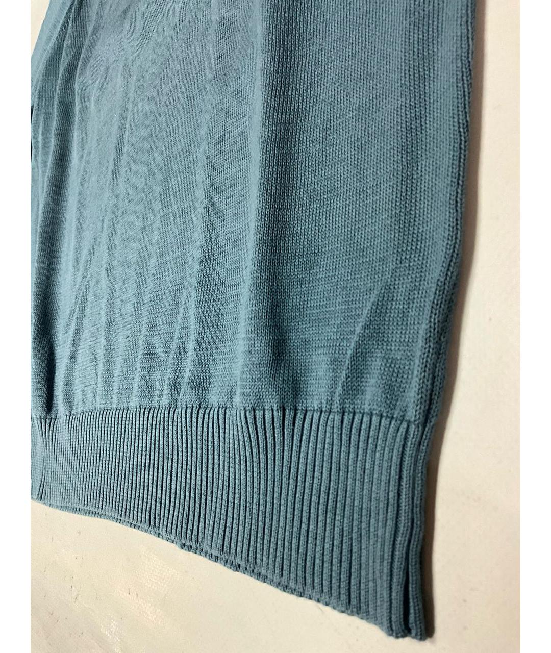 LORO PIANA Голубое хлопковое поло с длинным рукавом, фото 2