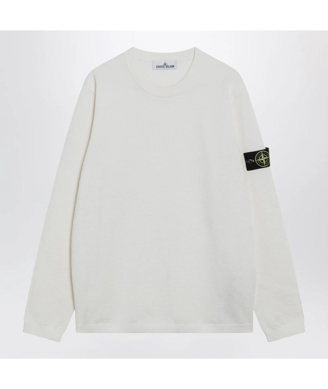 STONE ISLAND Белый хлопковый джемпер / свитер, фото 3