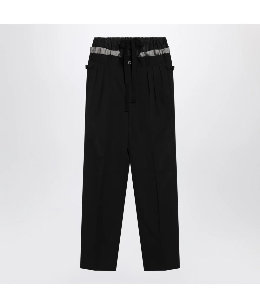 MAISON MARGIELA Черные шерстяные повседневные брюки, фото 3