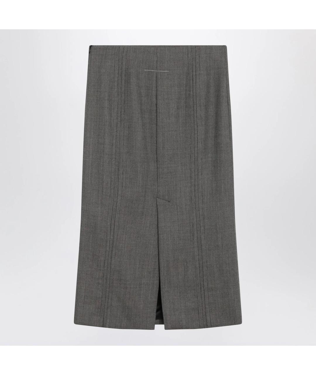 MM6 MAISON MARGIELA Коричневая шерстяная юбка миди, фото 2