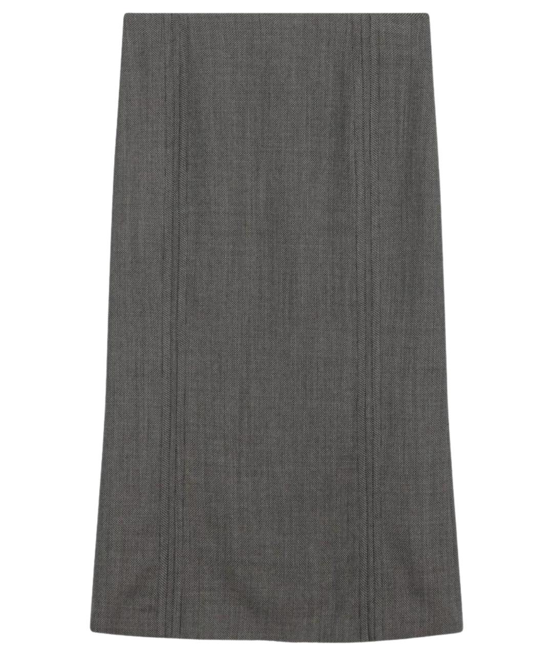 MM6 MAISON MARGIELA Коричневая шерстяная юбка миди, фото 1