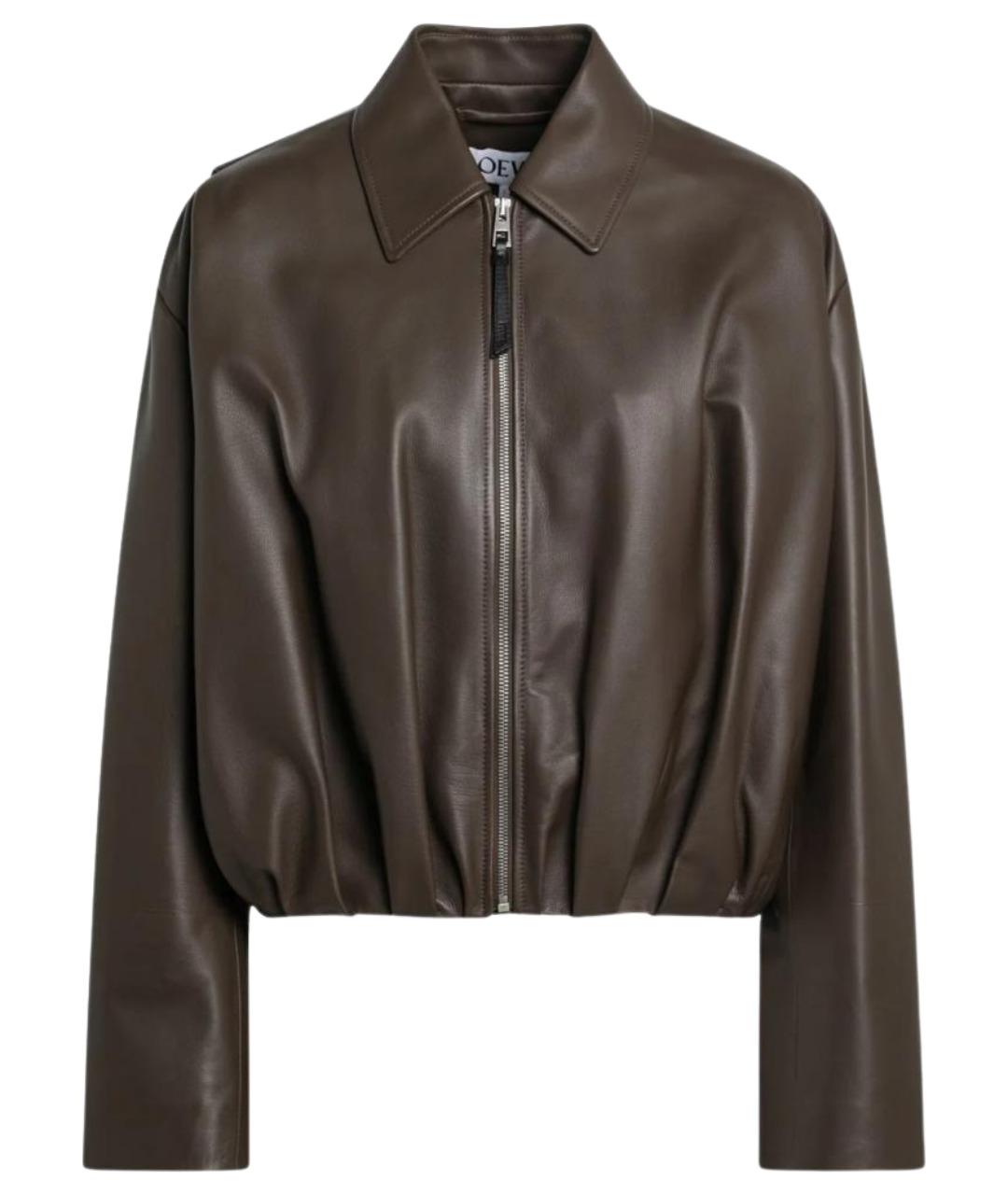 LOEWE Зеленая кожаная куртка, фото 1