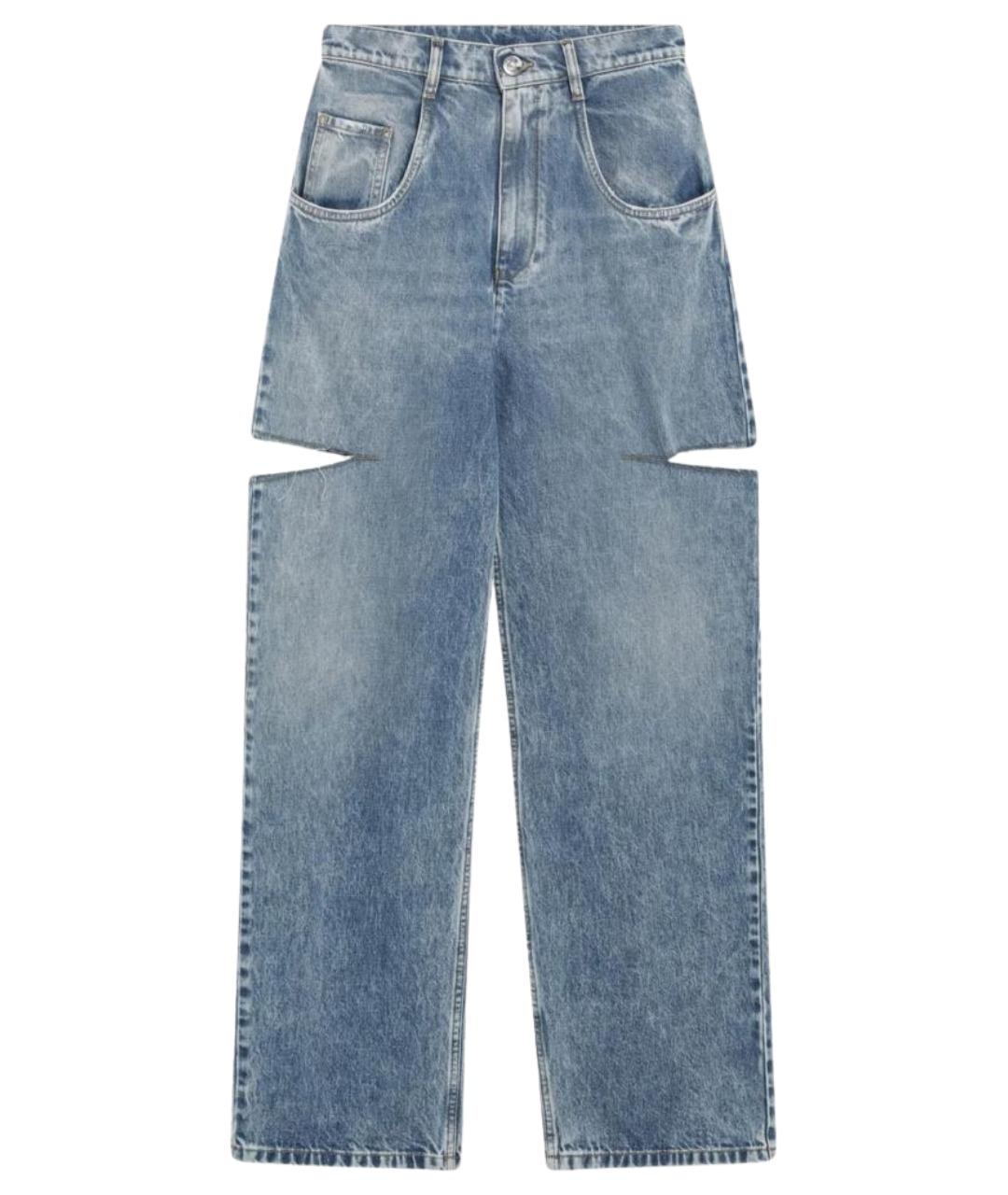 MAISON MARGIELA Голубые хлопковые прямые джинсы, фото 1
