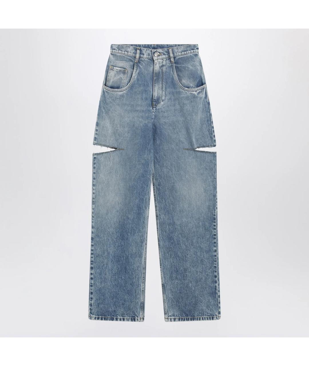 MAISON MARGIELA Голубые хлопковые прямые джинсы, фото 3