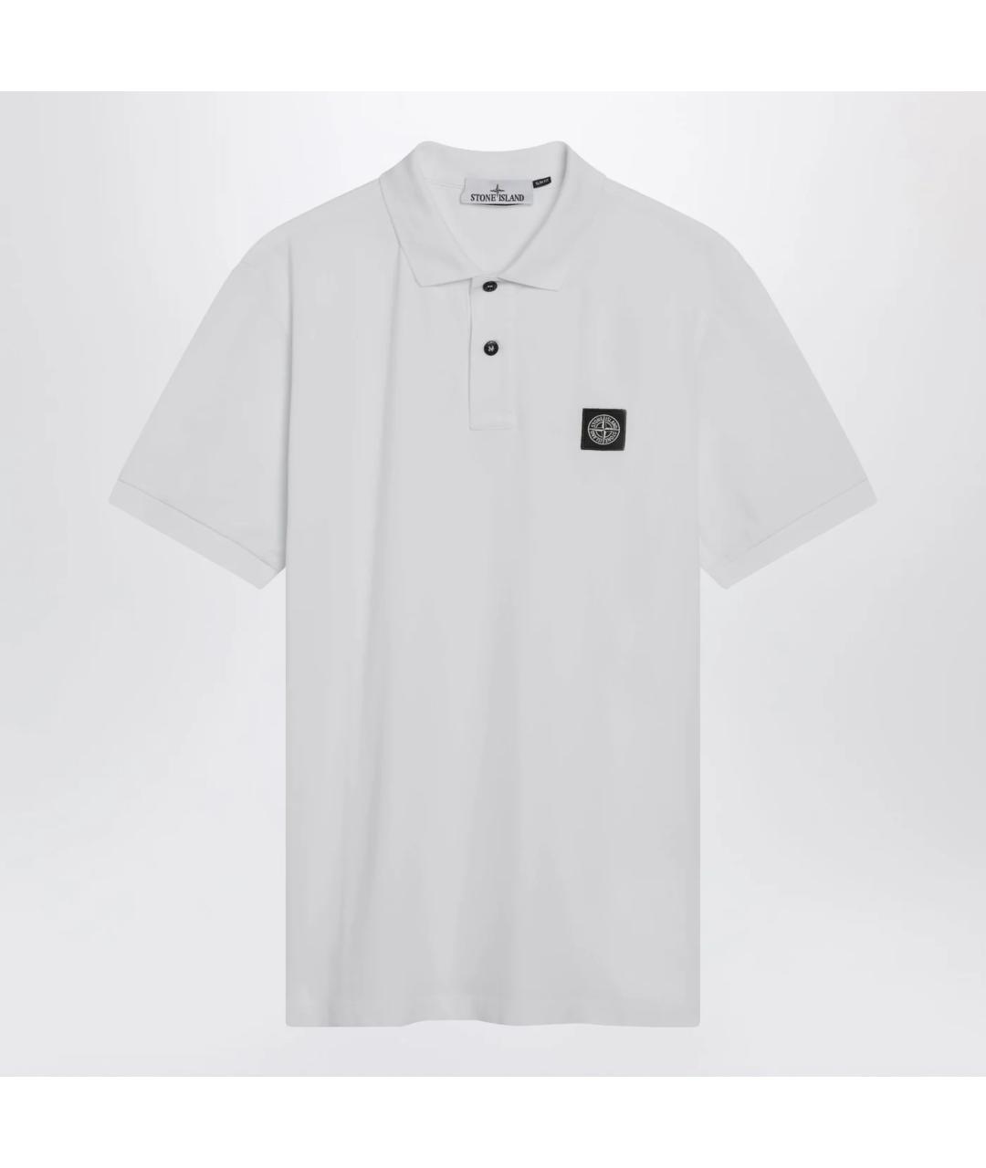 STONE ISLAND Белое хлопковое поло с коротким рукавом, фото 3