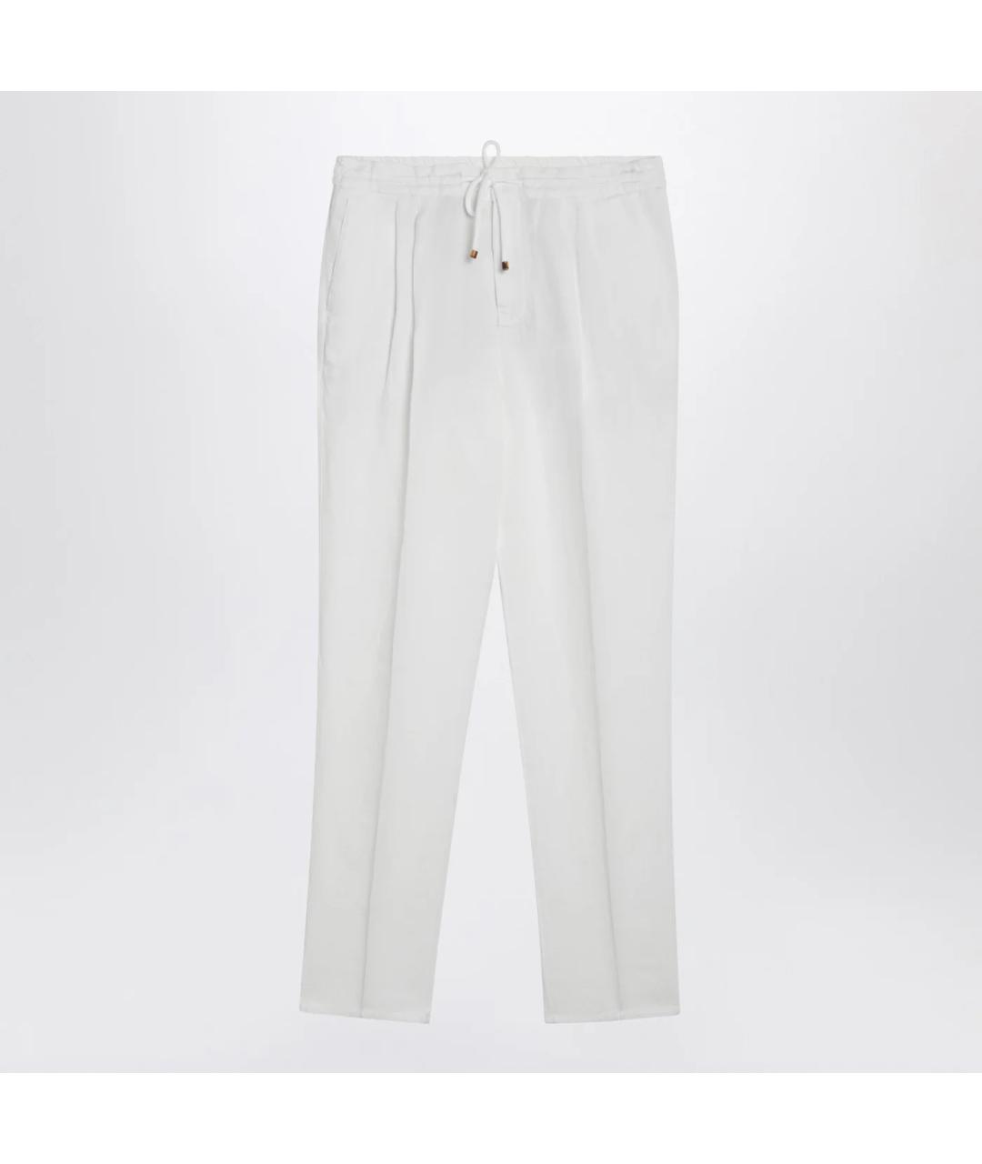 BRUNELLO CUCINELLI Белые льняные повседневные брюки, фото 3