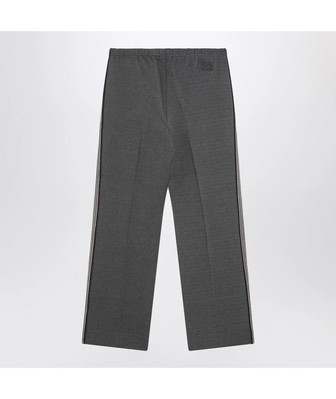 MIU MIU Серые хлопковые прямые брюки, фото 2