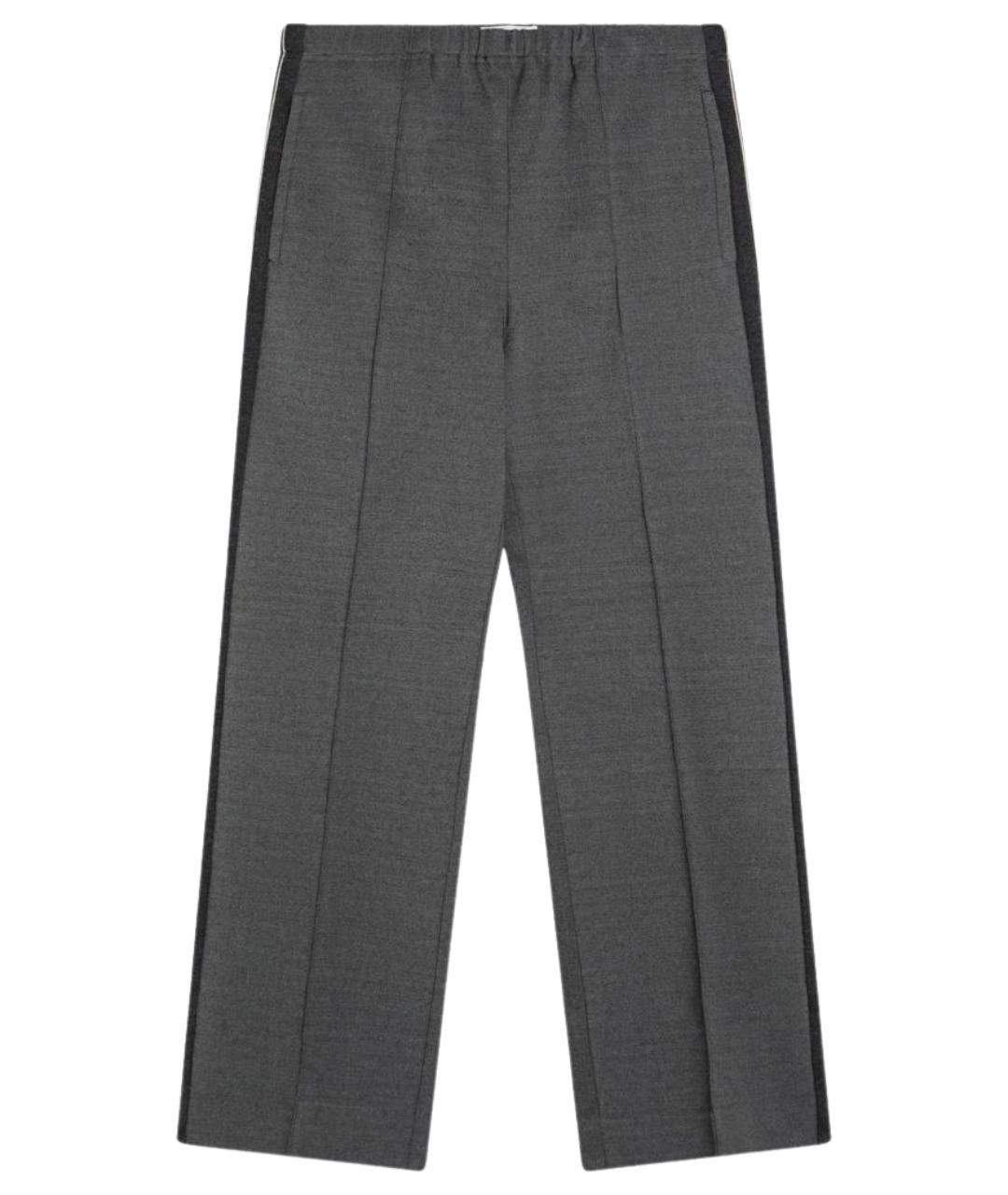 MIU MIU Серые хлопковые прямые брюки, фото 1