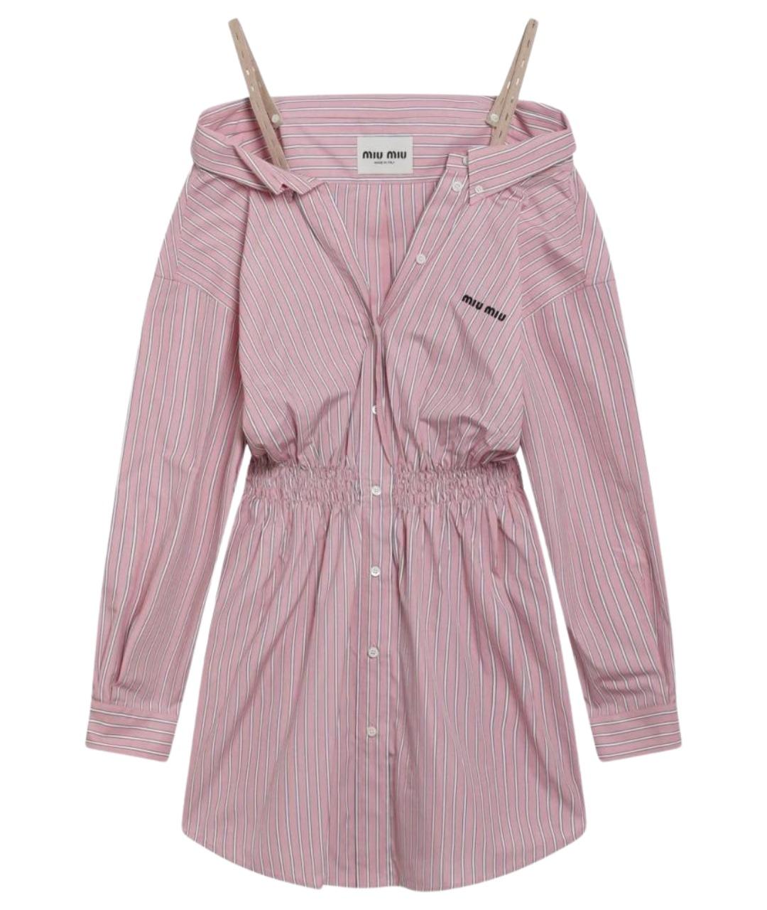 MIU MIU Розовое хлопковое коктейльное платье, фото 1