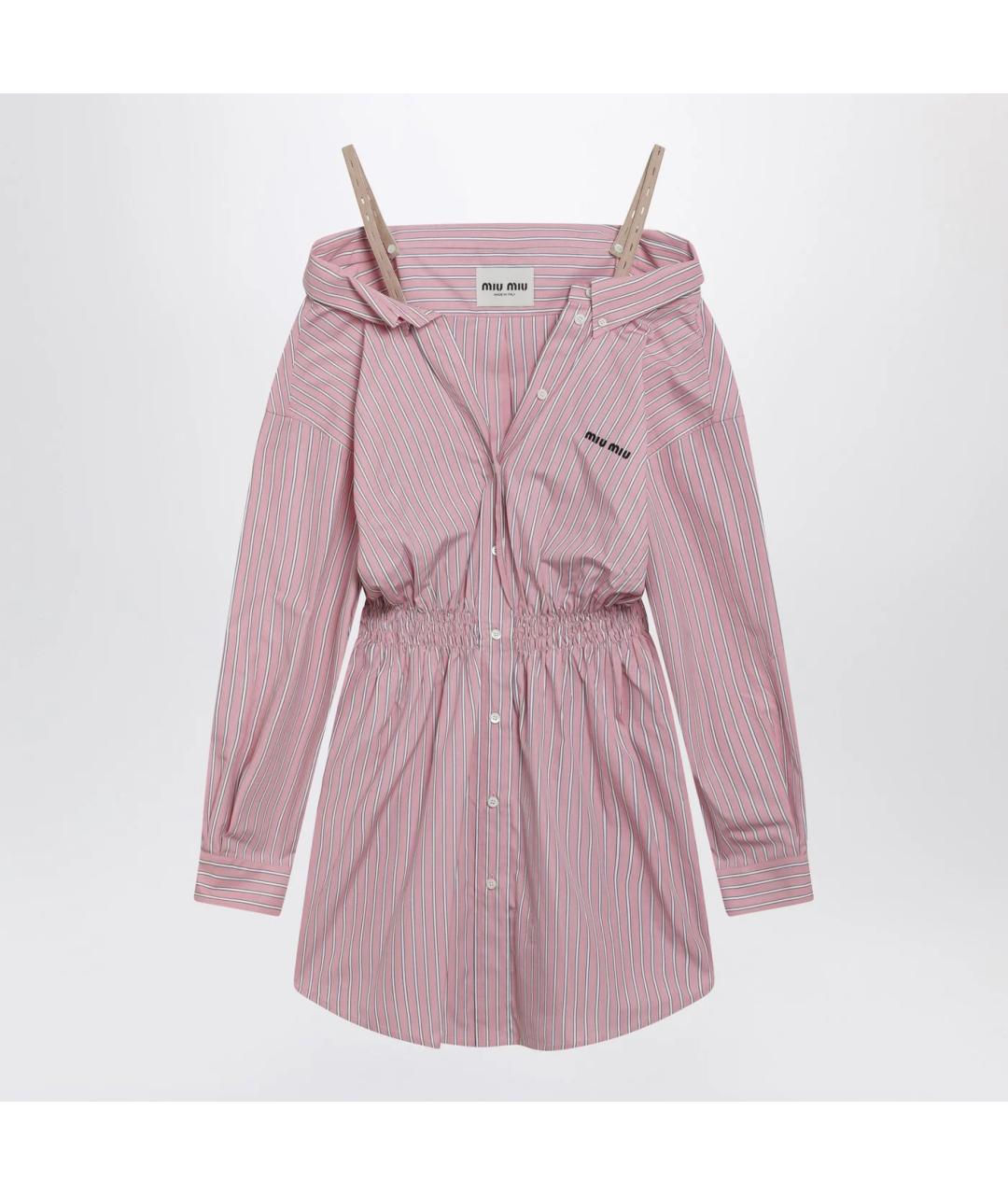 MIU MIU Розовое хлопковое коктейльное платье, фото 3