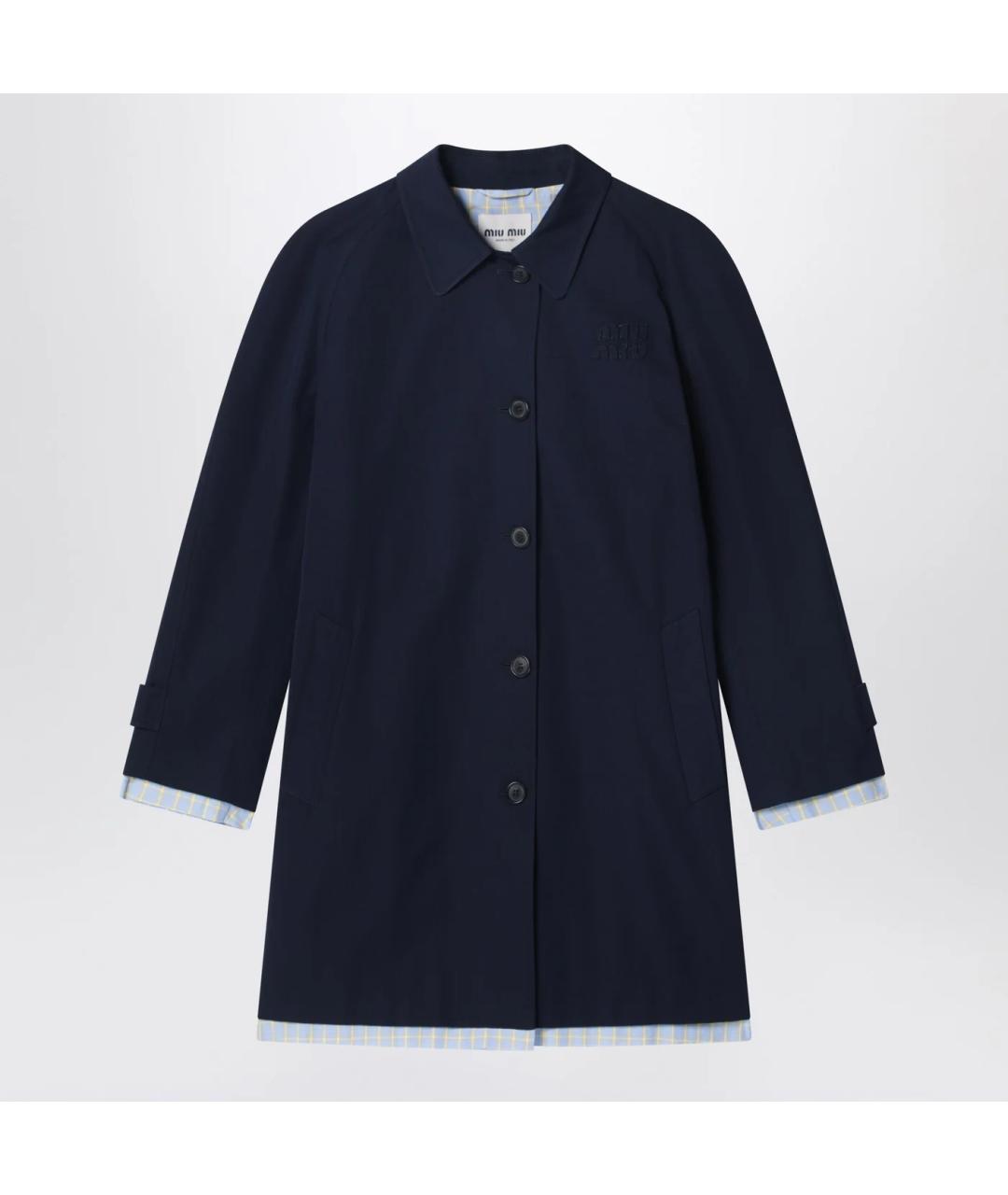 MIU MIU Темно-синее хлопковое пальто, фото 3