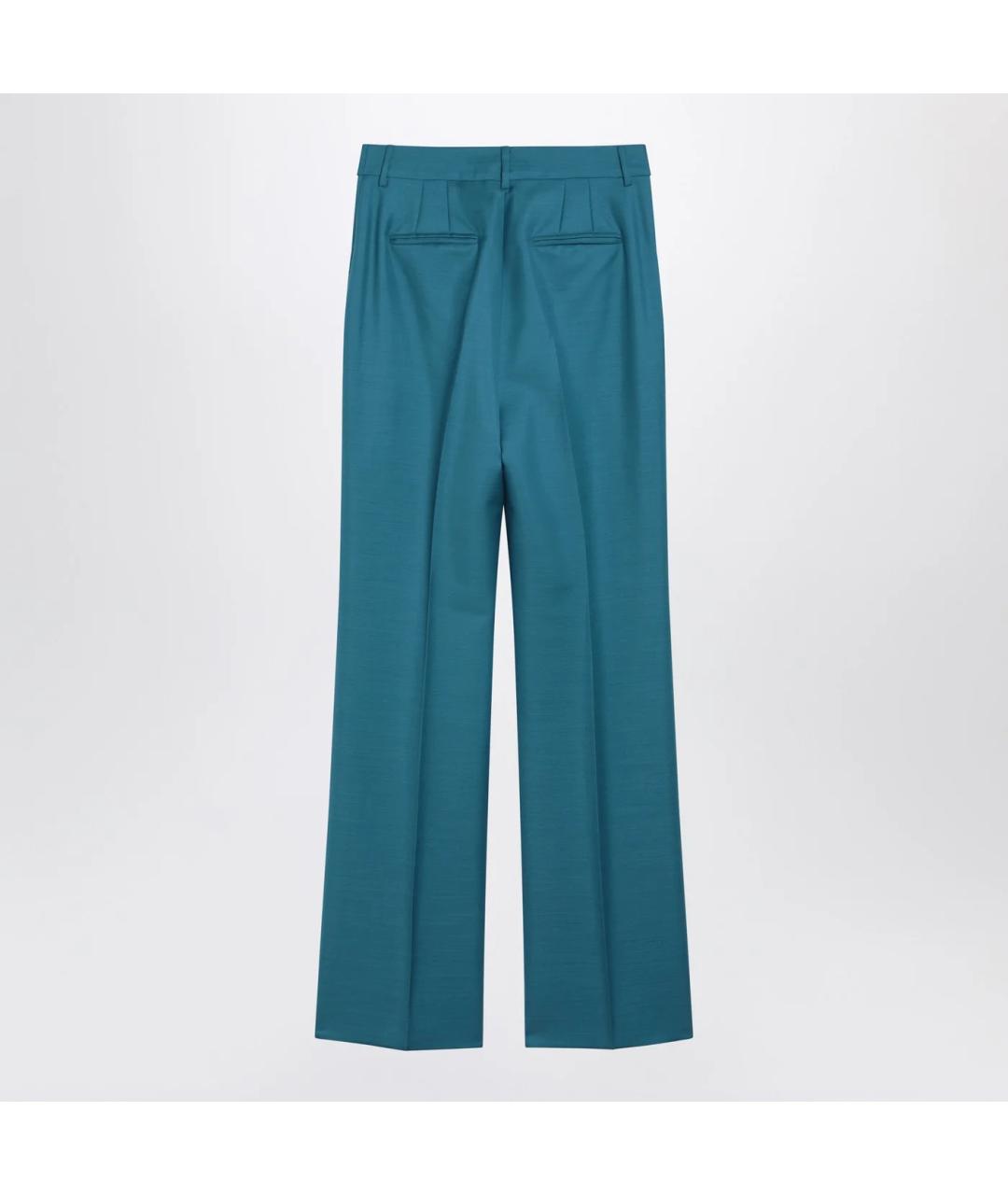 MAX MARA Голубые шерстяные прямые брюки, фото 2