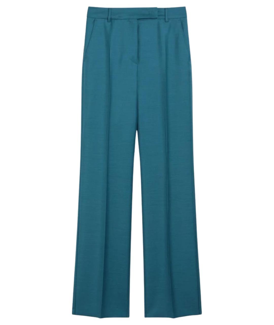 MAX MARA Голубые шерстяные прямые брюки, фото 1