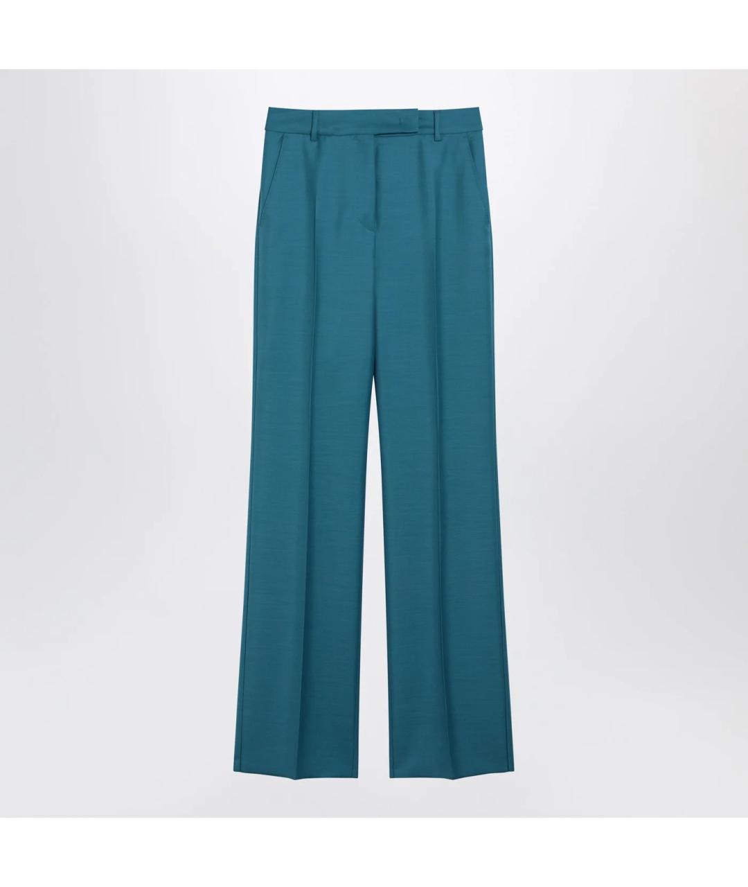 MAX MARA Голубые шерстяные прямые брюки, фото 3