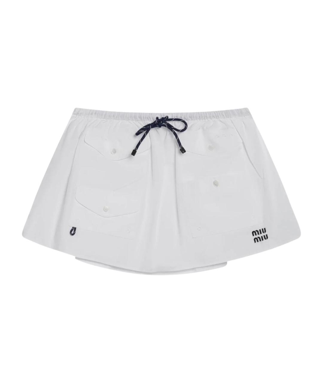MIU MIU Белая хлопковая юбка миди, фото 1