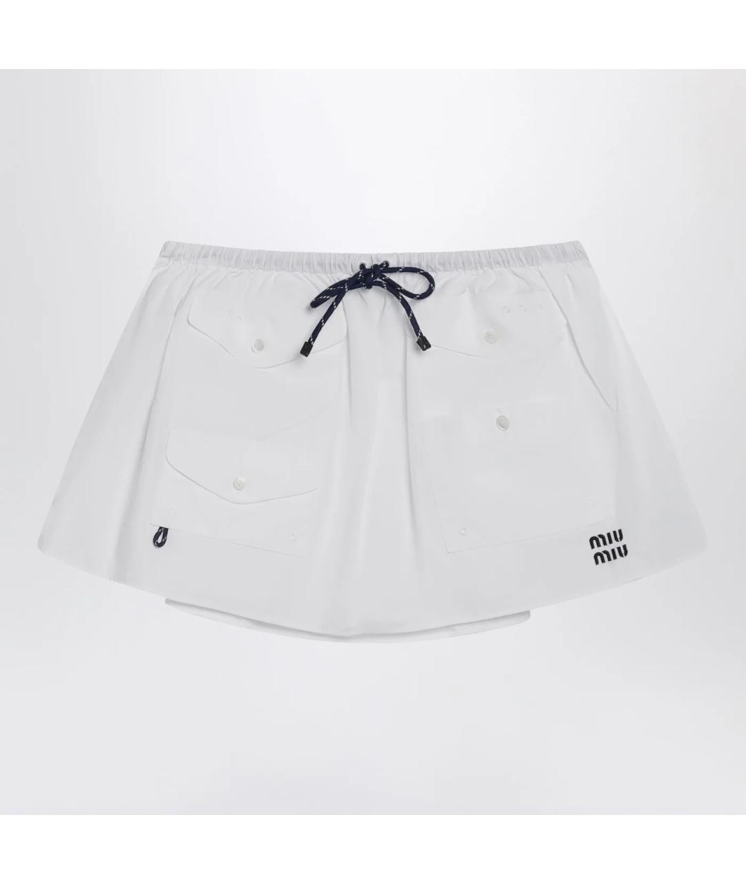 MIU MIU Белая хлопковая юбка миди, фото 3