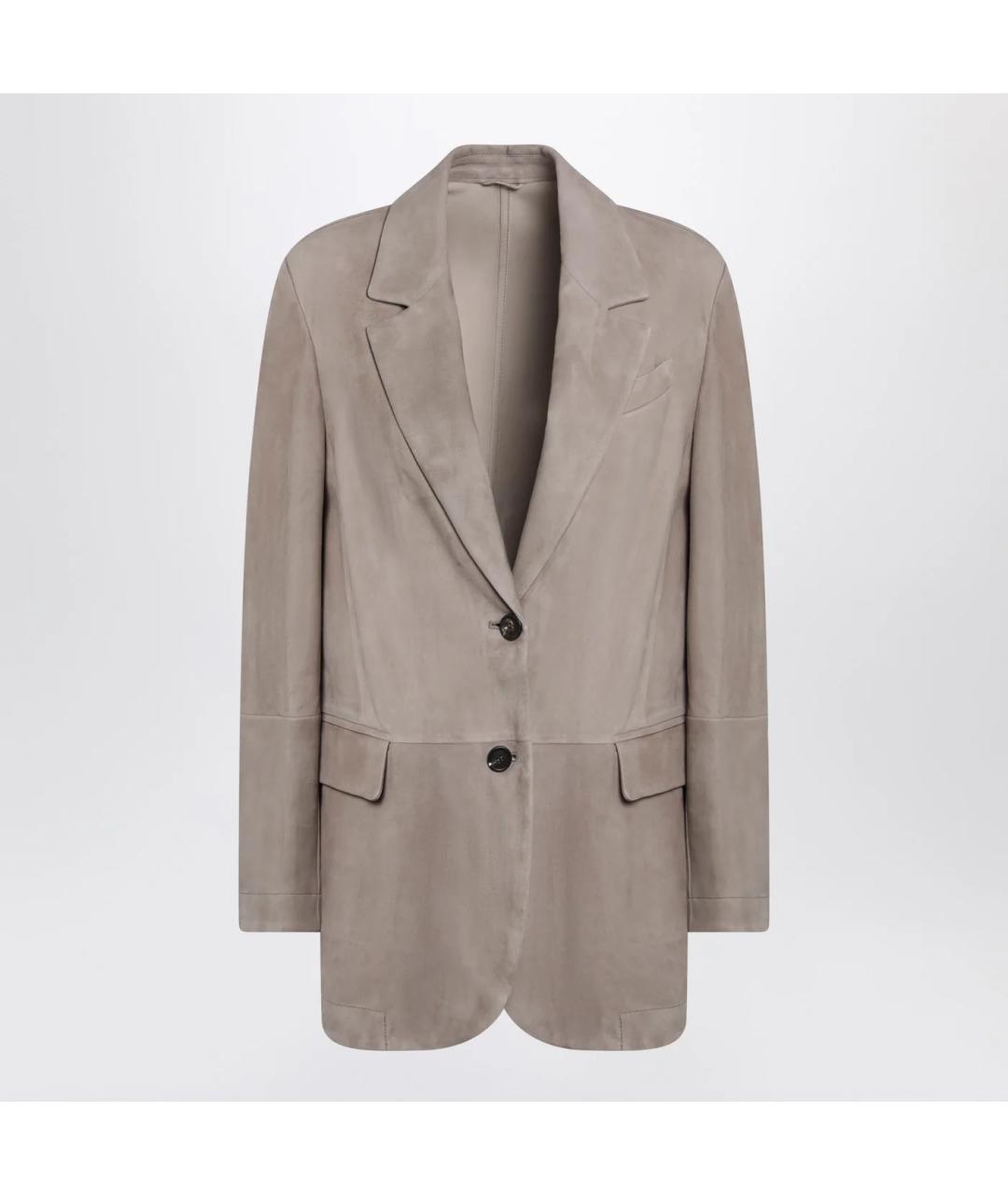 BRUNELLO CUCINELLI Коричневый замшевый жакет/пиджак, фото 3