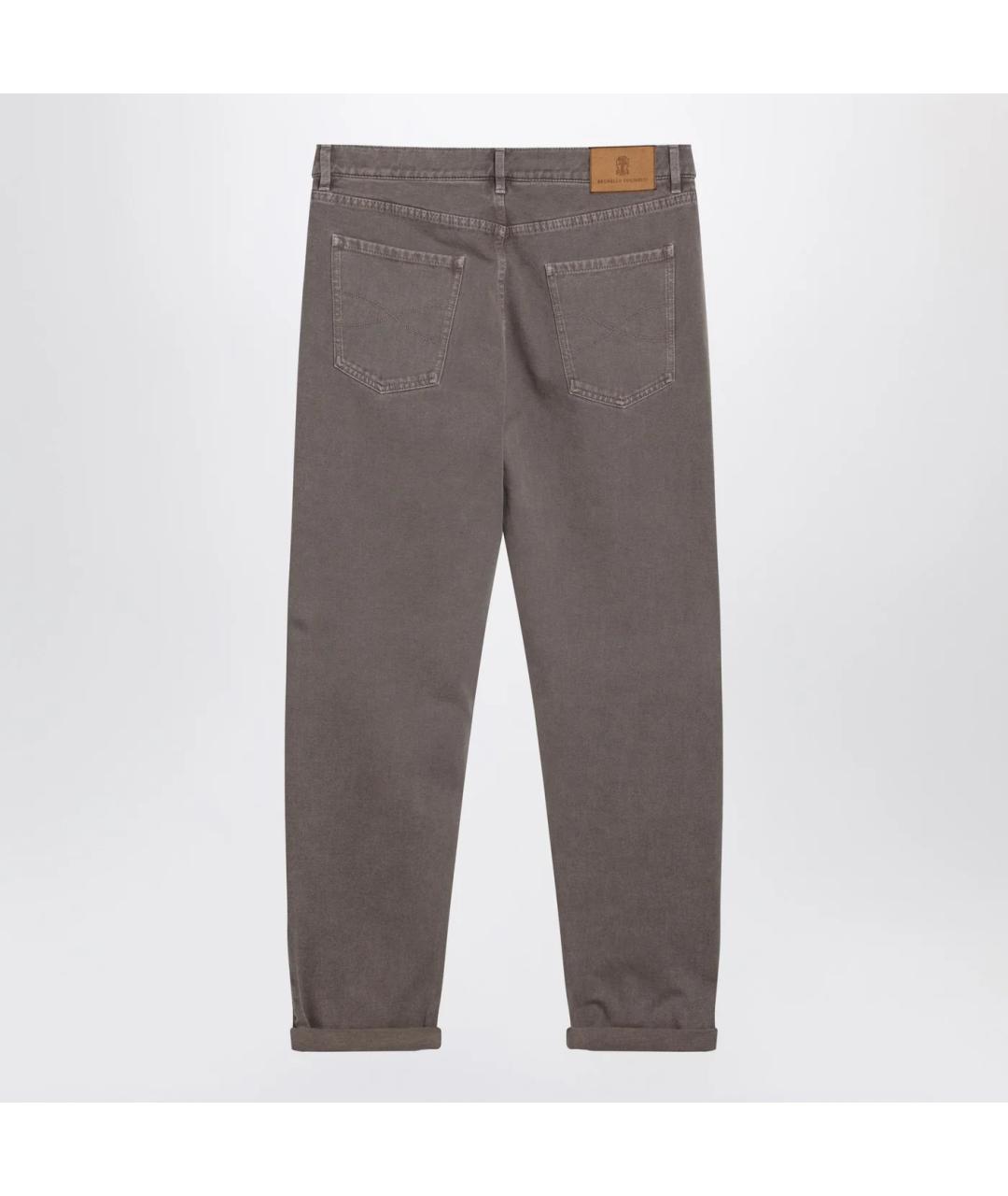 BRUNELLO CUCINELLI Коричневые хлопковые прямые джинсы, фото 2