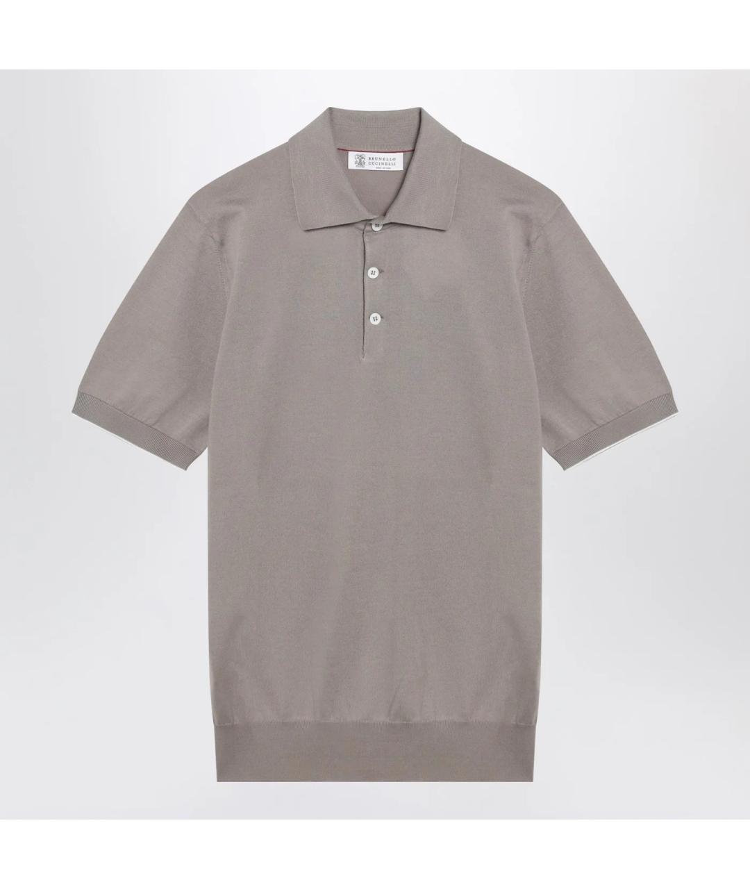 BRUNELLO CUCINELLI Бежевое хлопковое поло с коротким рукавом, фото 3
