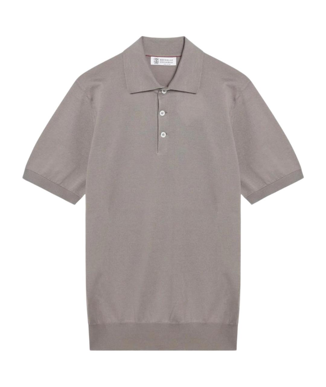 BRUNELLO CUCINELLI Бежевое хлопковое поло с коротким рукавом, фото 1