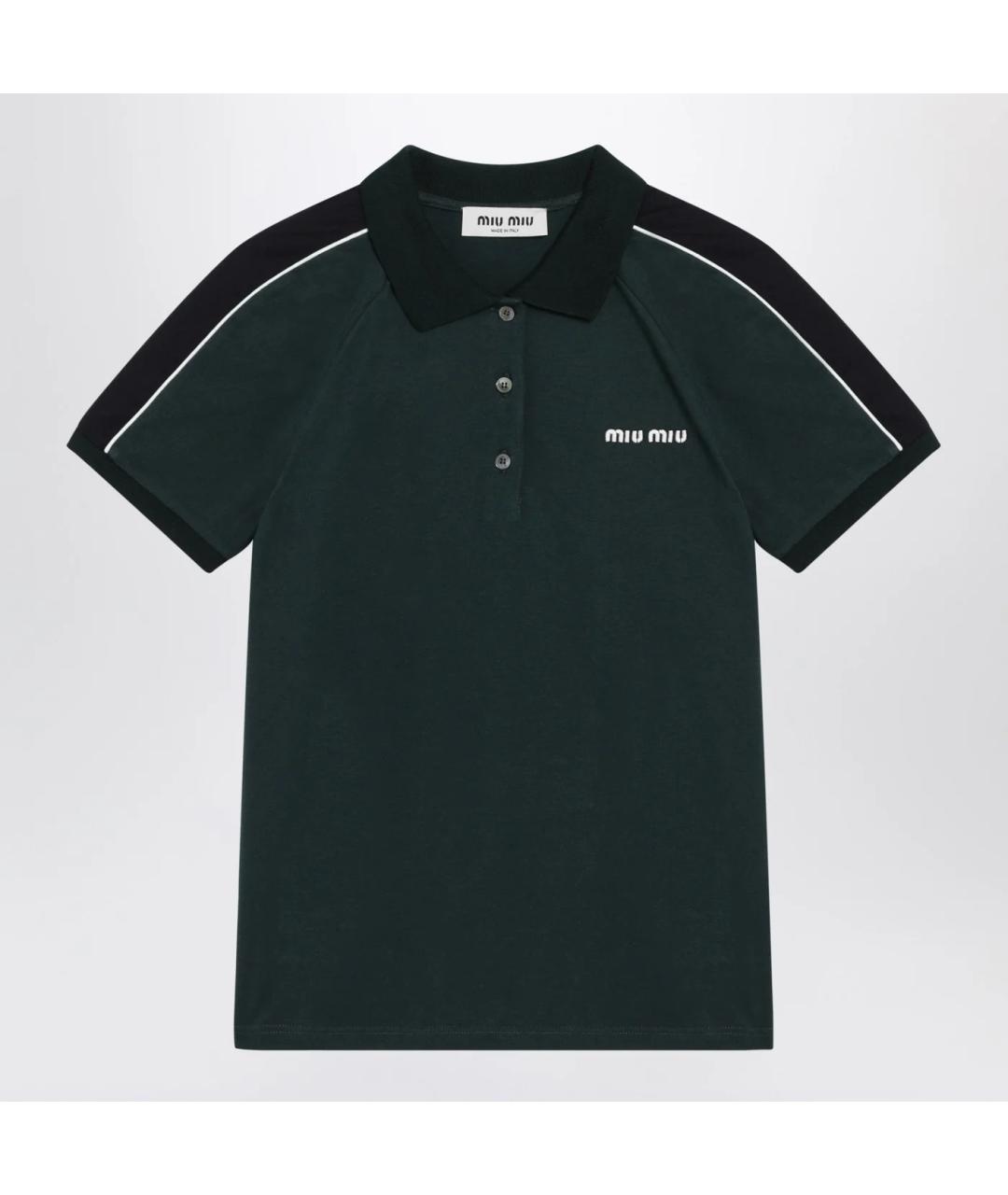 MIU MIU Зеленая хлопковая футболка, фото 3