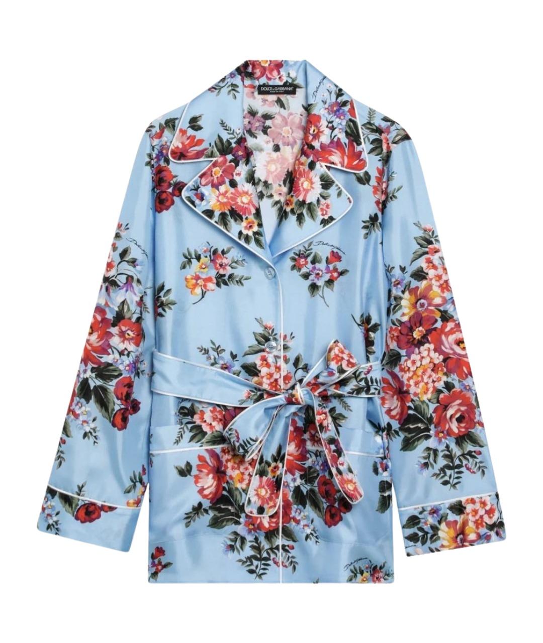 DOLCE&GABBANA Голубая шелковая рубашка, фото 1