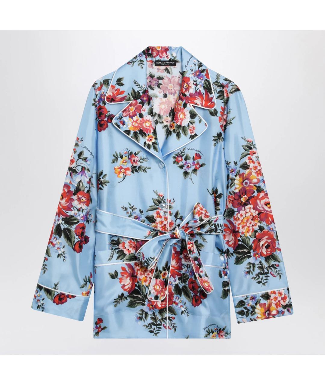 DOLCE&GABBANA Голубая шелковая рубашка, фото 3