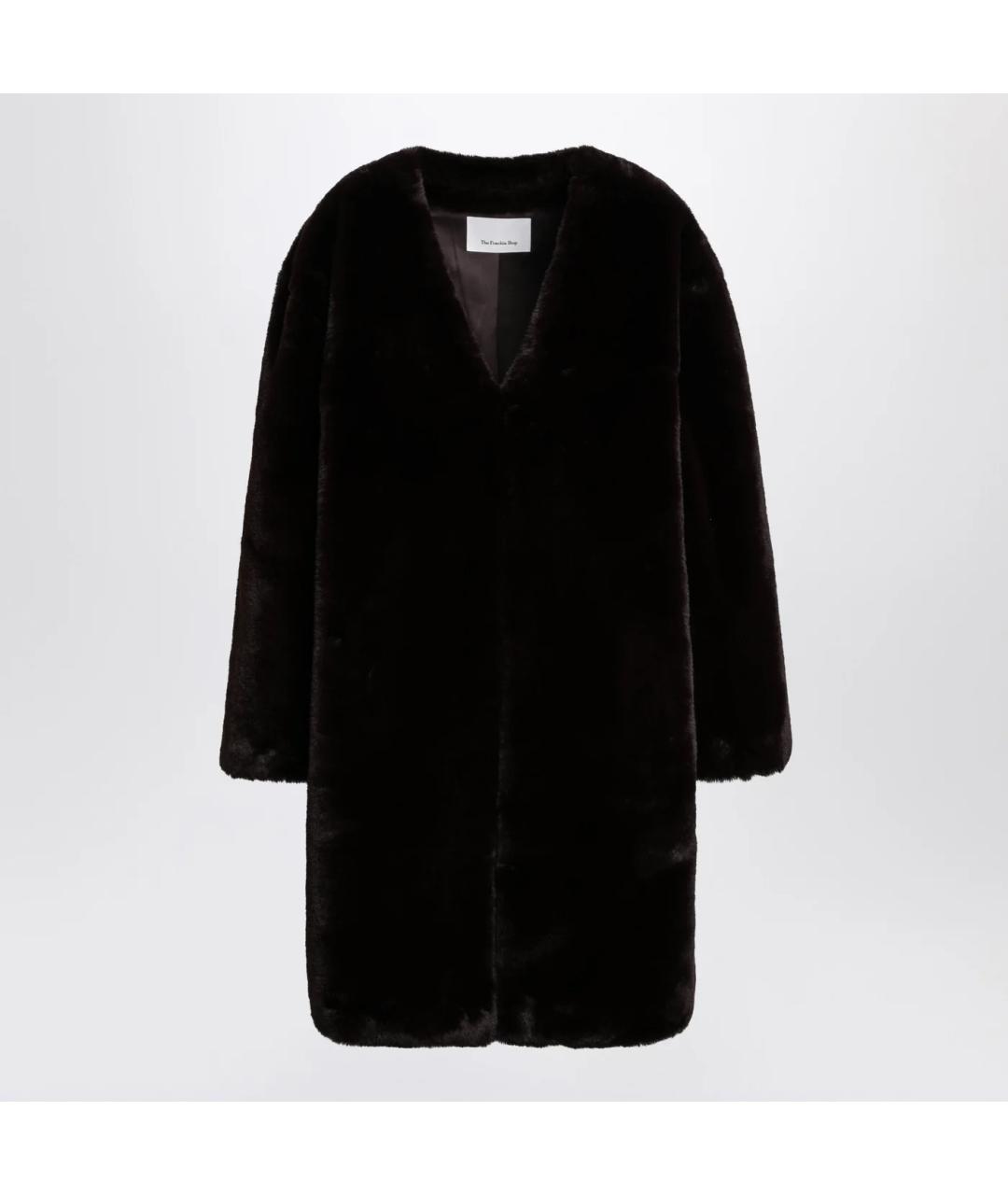 THE FRANKIE SHOP Коричневая полиэстеровая шуба, фото 3