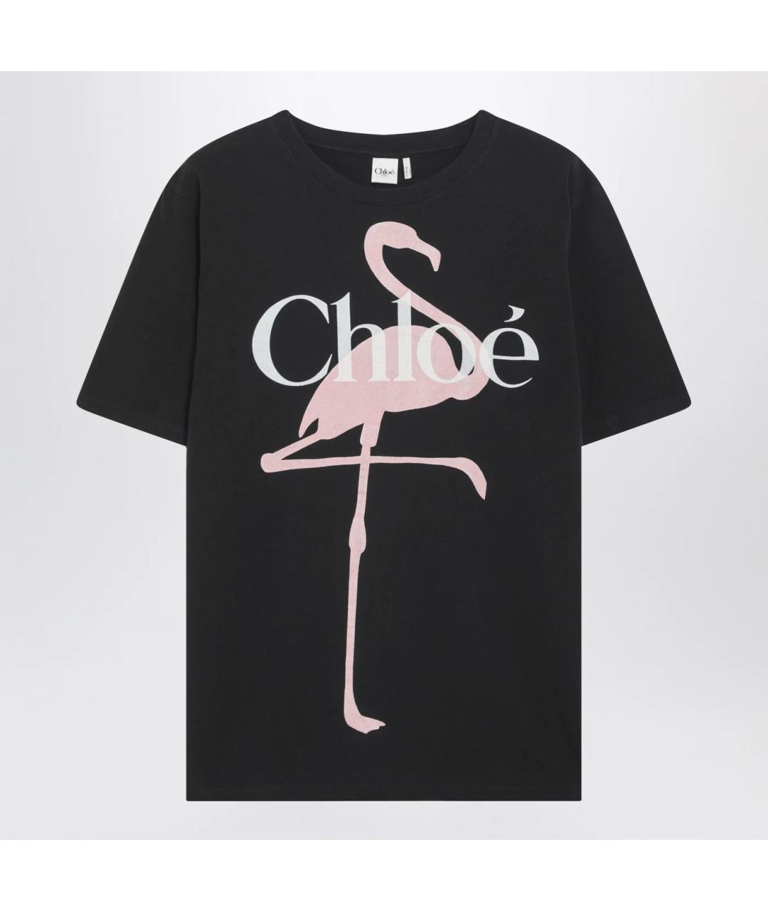 CHLOE Черная хлопковая футболка, фото 3