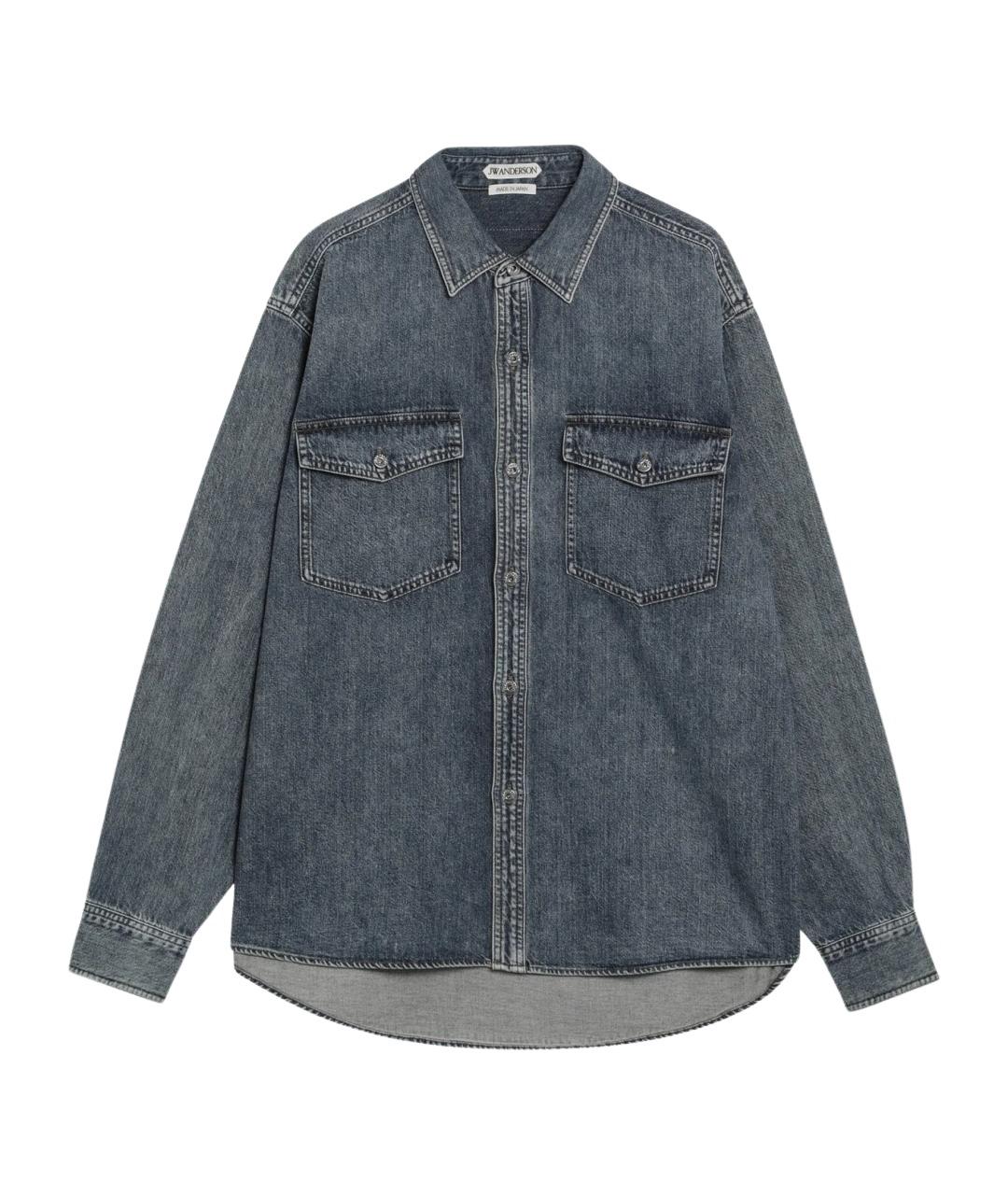 J.W.ANDERSON Синяя хлопковая кэжуал рубашка, фото 1